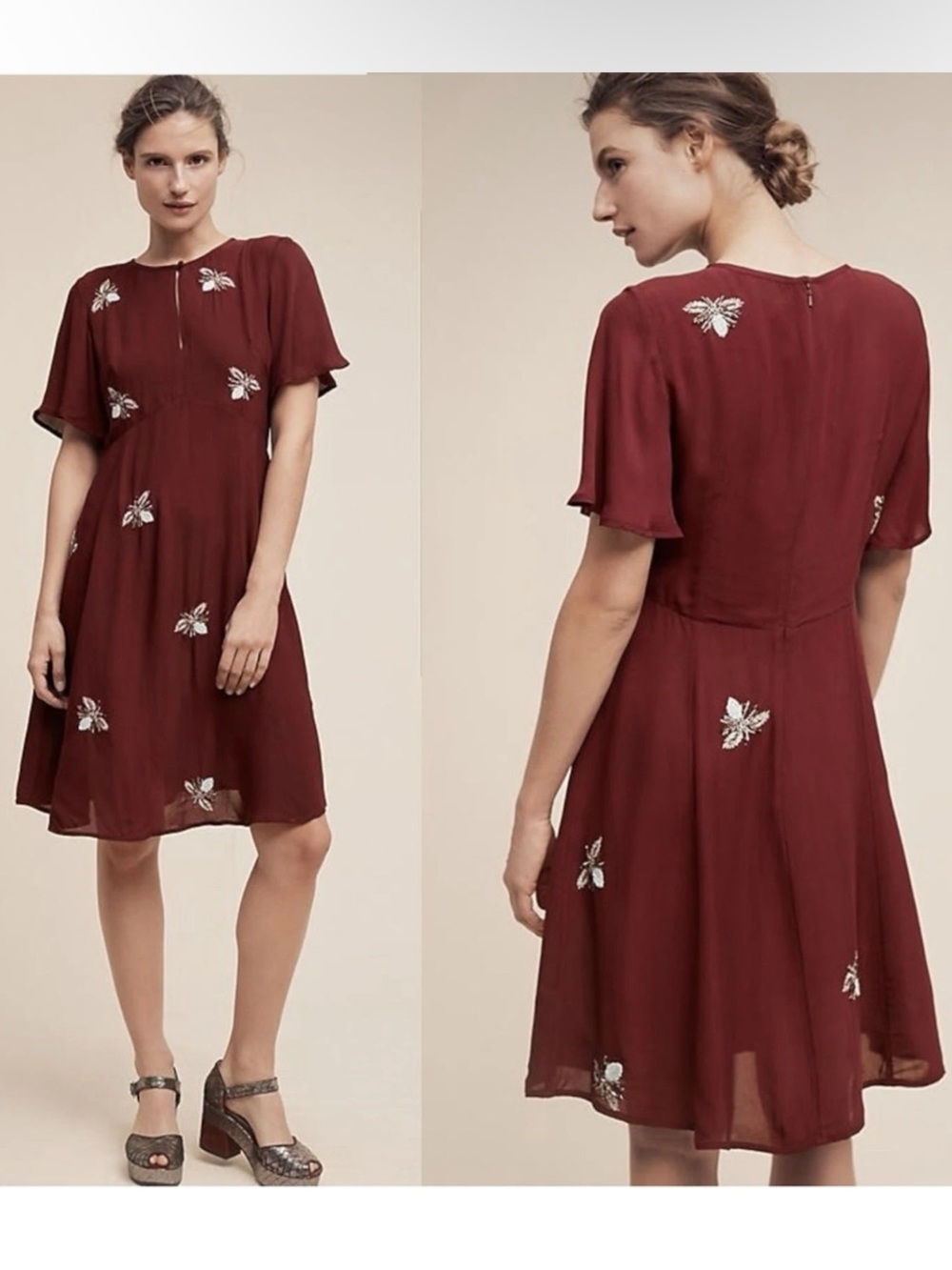 Anthropologie Moulinette Soeurs Beaded Firefly Dress Size 4